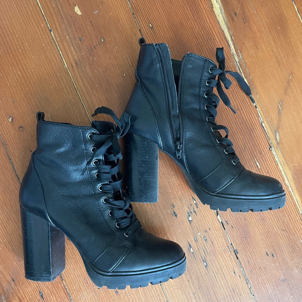 Black Lace-Up Ankle Boots